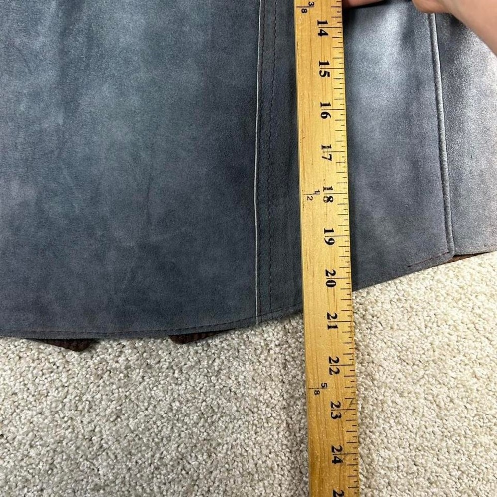 Vintage women's deep blue genuine hide leather button up western vest Size M - Picture 5 of 6